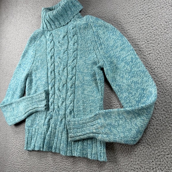 Express Sweater Womens L Turtleneck Cable Knit Wool Cashmere Blend Skiing Winter - Picture 2 of 9